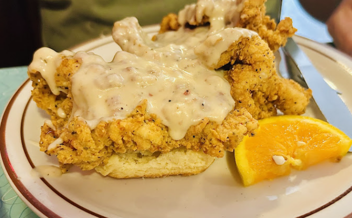 Home grown GA Restaurant signature dishes Comfy Chicken 
Country Fried Steak
Basic Breakfast
